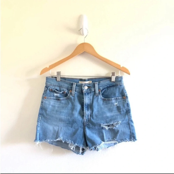 New Levi’s Distressed High Rise Denim Shorts 30 - Picture 3 of 10